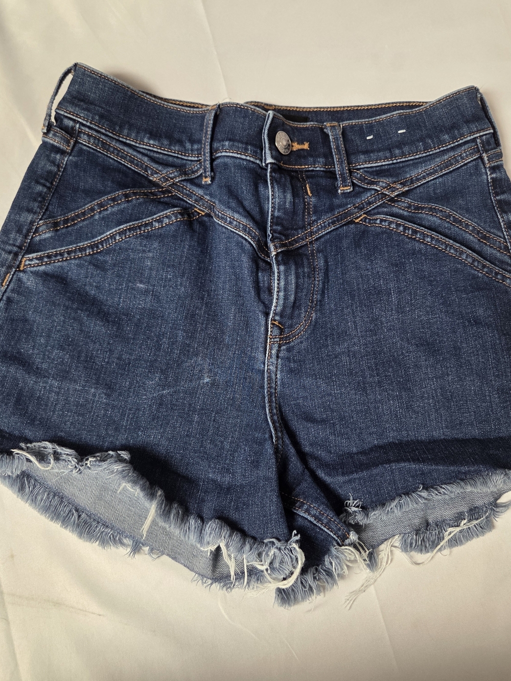 Express‎ Dark Blue Denim Cutoff Shorts with Frayed Hem Size 2